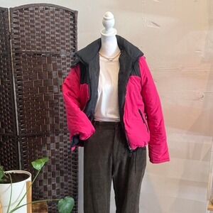 THERAPY Ski Pink and Black Puffer Winter Jacket Removable Hood Size Small